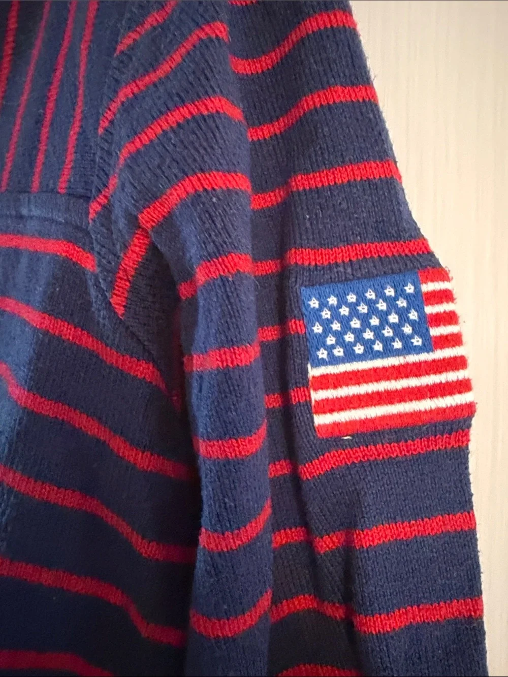 Vineyard Vines Navy and Red Striped Half-Zip Pullover